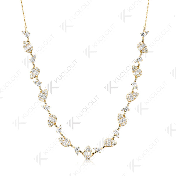 Kuololit 15CTW Moissanite Custom Necklace for Women Men Solid 585 14K 10K Yellow Gold  for Anniversary Christmas Gifts Jewelry
