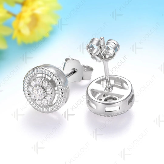 Kuololit 0.25CTW Lab Grown Diamonds Custom Stud Earrings for Women Solid 14K10K 585 Yellow Gold Stud Earrings for Christmas Gift