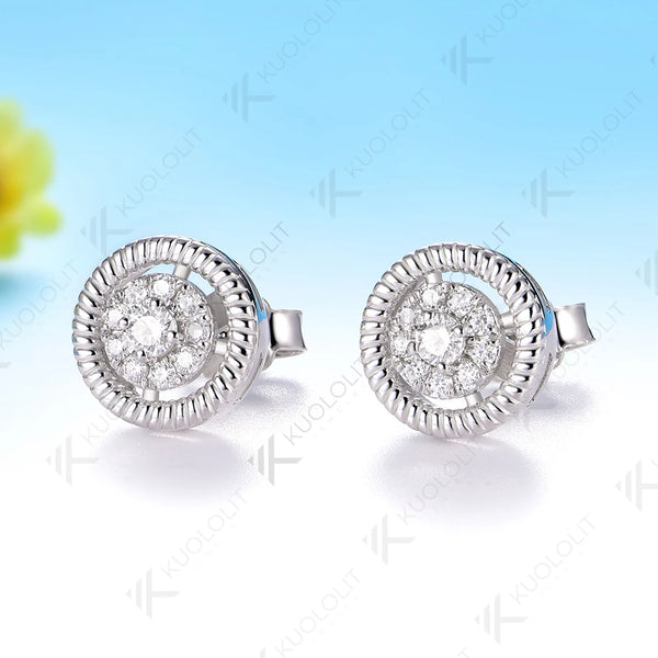 Kuololit 0.25CTW Lab Grown Diamonds Custom Stud Earrings for Women Solid 14K10K 585 Yellow Gold Stud Earrings for Christmas Gift