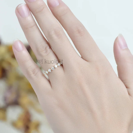 Kuololit 0.54CT Lab Diamonds Solid 18K 14K White Gold Bubble Ring for Women DEF VS Diamonds Matching Band for Engagement  Fine