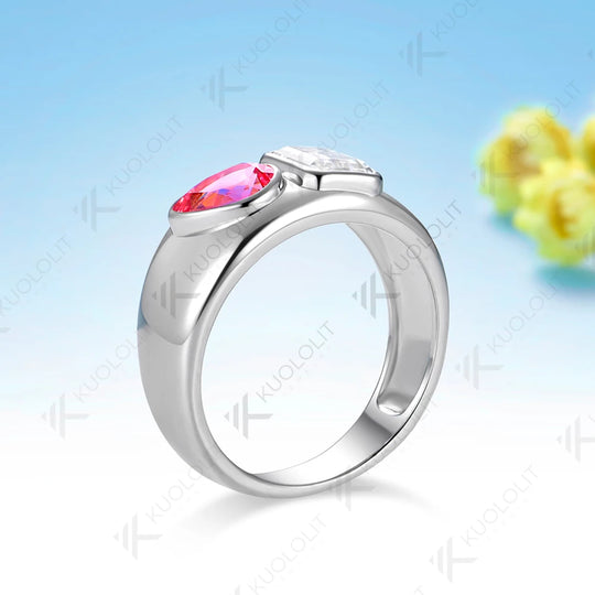 Kuololit 1.8CTW Moissantie Pink Sapphire Custom Set Ring for Women Solid 14K 10K 585 White Gold Ring for Christmas Gifts Party