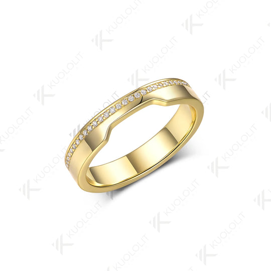 Kuololit 0.13CTW Moissanite Band for Women Men Solid 18K 14K 10K Gold Wedding Band Ring for Anniversary Engagement Gifts Party