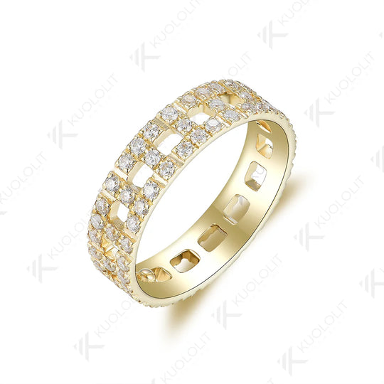 Kuololit 1.2ctw Moissanite Rings for Men Women Yellow Gold PT950 14K 10K 925 Sliver Band Ring for Engagement Wedding Christmas