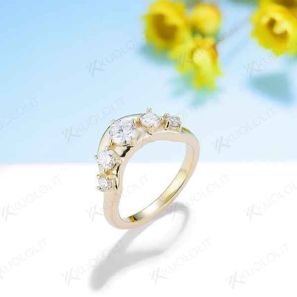 Kuololit 0.6CT Moissanite Rings for Women D/VS1 White Gold Solid18K 14K 10K Gold Enhancing Band for Engagement Wedding Classic