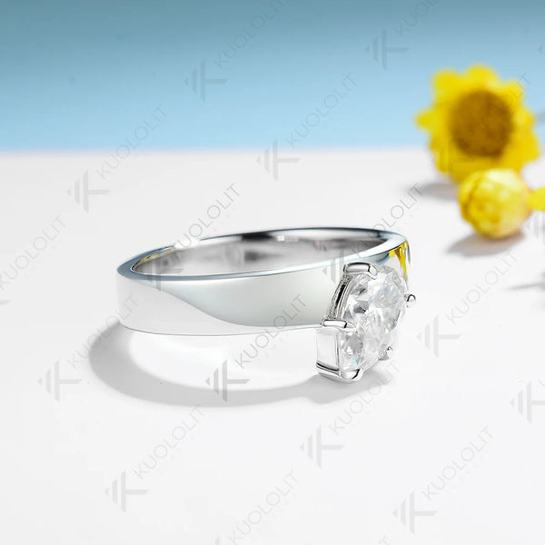 Kuololit 1CT IGI Lab Grown Diamonds Ring for Women Solid 18K 14K 10K 585 White Gold Engagement Ring for Christmas Anniversary