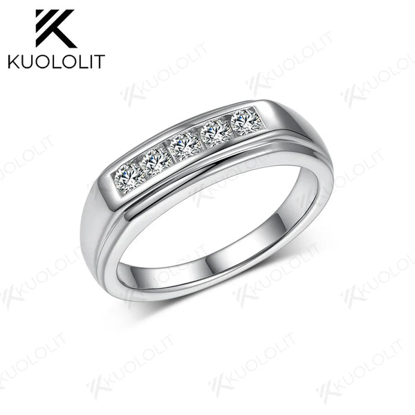 Kuololit PT900 0.4CTW Lab Grown Diamond Brushed Band for Men Women Solid Platinum 900 Gold for Engagement Wedding Band Christmas