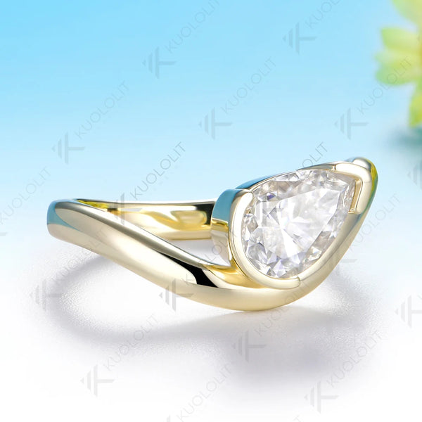 Kuololit 1.5ct IGI Lab Grown Diamonds Custom Ring for Women Men Solid 14K 10K 925 Silver Yellow Gold Pear for Christmas Gifts