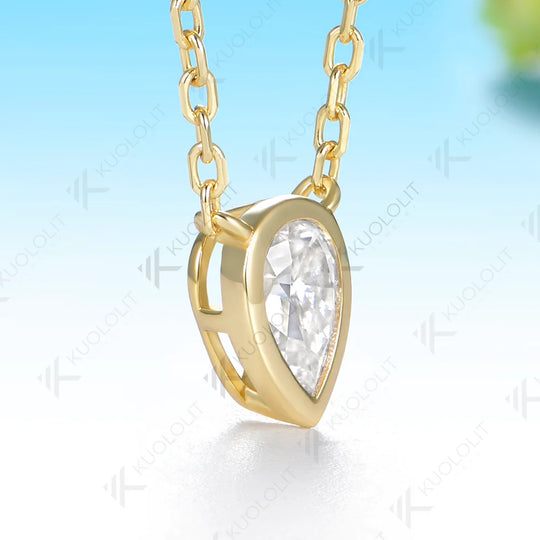 Kuololit 0.5CT NGIC Lab Grown Diamonds Custom Necklace for Women Solid 585 14K 10K Yellow Gold Necklace for Christmas Gifts