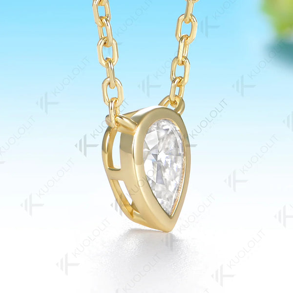 Kuololit 0.5CT NGIC Lab Grown Diamonds Custom Necklace for Women Solid 585 14K 10K Yellow Gold Necklace for Christmas Gifts