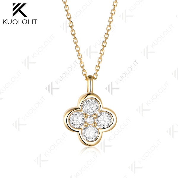 Kuololit 1.23CTW Lab Grown Diamonds Necklace Solid 10K 14K Pendant for Women Jewelry for Engagement with NGIC Certificate Gifts