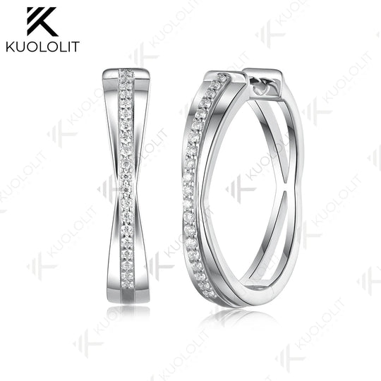 Kuololit 0.32CTW Lab Grown Diamonds Custom Hoop Earrings for Women Solid 14K 10K 585 Yellow Gold for Christmas Gifts Anniversary