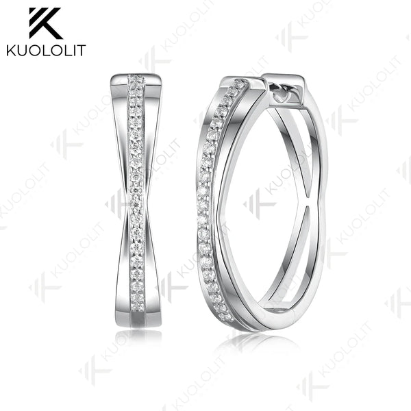 Kuololit 0.32CTW Lab Grown Diamonds Custom Hoop Earrings for Women Solid 14K 10K 585 Yellow Gold for Christmas Gifts Anniversary