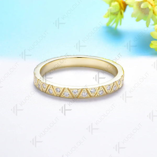 Kuololit 0.32CTW Lab Grown Diamond Band for Women Solid 18K 14K 10K Gold Ring for Anniversary Engagement Gifts Party