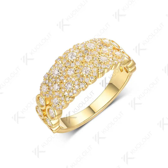 Kuololit 0.72CTW Moissanite Ring for Women Soild 10K 14K 18K Yellow Gold Band for Engagement Party Christmas Gifts