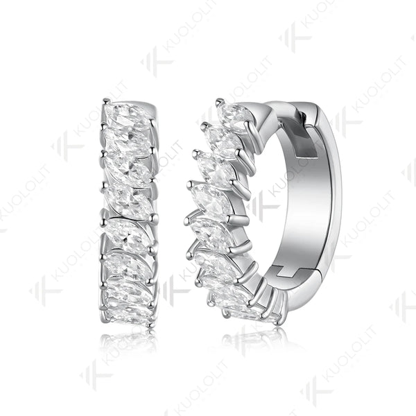 Kuololit 0.9CTW Lab Grown Diamonds Custom Hoop Earrings for Women Solid 14K 10K 585 Yellow Gold Hoop Earrings for Christmas Gift