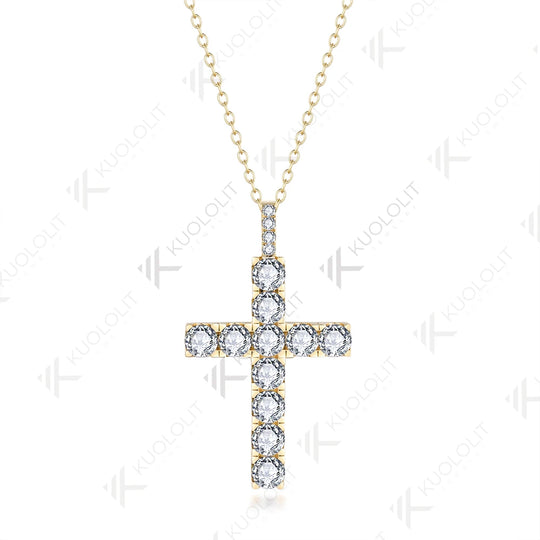 Kuololit 3.36CTW Cross Moissanite Medium Pendant Chain