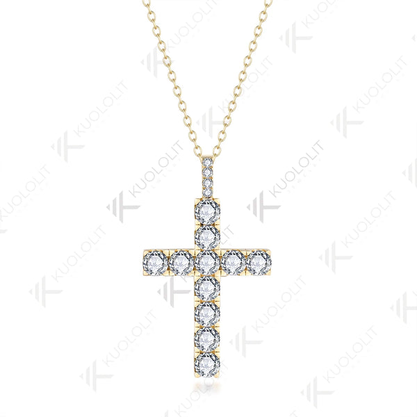 Kuololit 3.36CTW Cross Moissanite Medium Pendant Chain