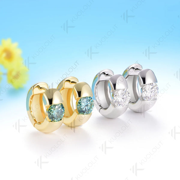 Kuololit 2CTW IGI Lab Grown Diamonds Custom Hoop Earrings for Women Solid 14K 10K Yellow Gold Engagement Ring for Christmas Gift