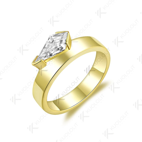 Kuololit 1CT Moissanite Ring for Women Solid 18K 14K 10K 585 White Gold Kite Engagement Ring for Christmas Anniversary Gift