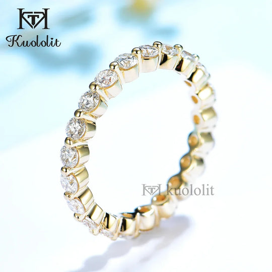 Kuololit Lab Diamonds Bubble Ring for Women 750 18K 14K 10K White Gold DEF/VS Diamonds Eternity Full Band for Engagement Party