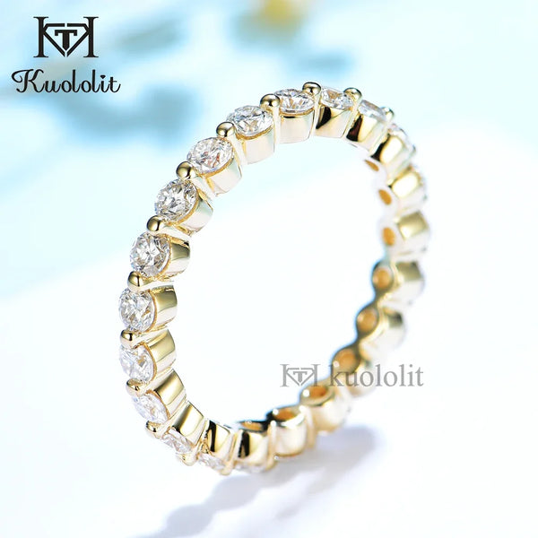 Kuololit Lab Diamonds Bubble Ring for Women 750 18K 14K 10K White Gold DEF/VS Diamonds Eternity Full Band for Engagement Party