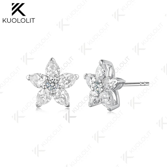 Kuololit 3.1CTW Lab Grown Diamonds Stud Earrings for Women Solid14K 10K 585 White Gold Earrings for Christmas Gift Engagement