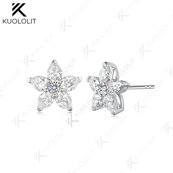 Kuololit 3.1CTW Lab Grown Diamonds Stud Earrings for Women Solid14K 10K 585 White Gold Earrings for Christmas Gift Engagement
