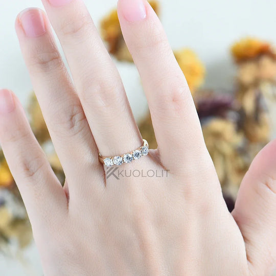 Kuololit 1.3CTW Moissanite Ring for Women Soild 18K 14K Yellow Gold D/VVS1 Round Wedding Band for Engagement Christmas Gifts