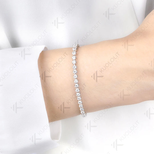 Kuololit 6CTW Lab Grown Diamonds Bracelet for Women Solid 14K 10K Yellow Gold Tennis Bracelet for Christmas Party Luxury Gifts