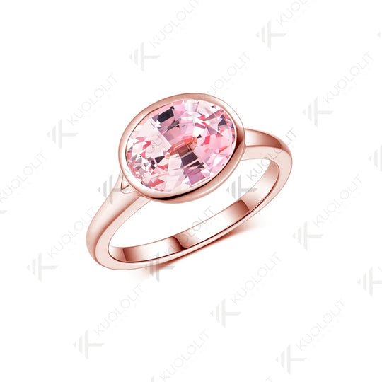 Kuololit 3CT Lab Grown Pink Sapphire Rings for Women Solid 14K 10K 585 Rose Gold Engagement Ring for Christmas Gifts Anniversary