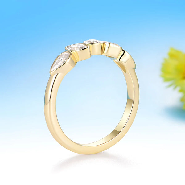 Kuololit 1.4CTW Moissanite Custom Set Ring for Women Solid 14K 10K 585 Yellow Gold Eternity Half Band for Christmas Gifts Party
