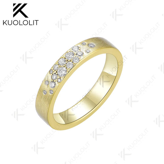 Kuololit PT900 0.25CTW Lab Grown Diamond Rings for Men Women Platinum 900 Gold Brushed Band for Weeding Engagement Christmas