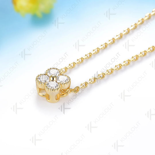 Kuololit 0.4CTW Lab Grown Diamonds Necklace Solid 10K 14K Pendant for Women Jewelry for Engagement with NGIC Certificate Gifts