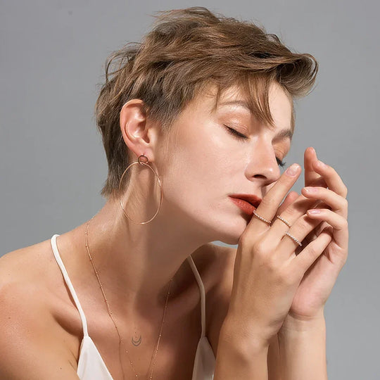 Kuololit Moissanite Ring 585 14K 10K 18K Rose Gold Half Eternity Bubble Rings for Women Jewelry Wedding Diamond Engagement Band