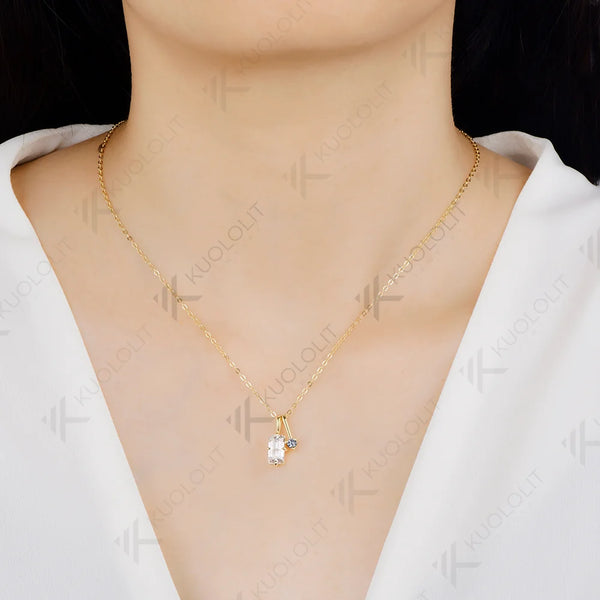 Kuololit 2.6CTW Moissanite Custom Necklace for Women Solid 585 14K 10K Yellow Gold Necklace for Christmas Gifts Party Jewelry