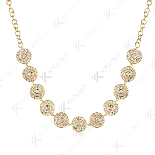Kuololit 2.8CTW Moissanite Round Custom Necklace for Women Solid 585 14K 10K Yellow Gold Necklace for Christmas Gifts Jewelry