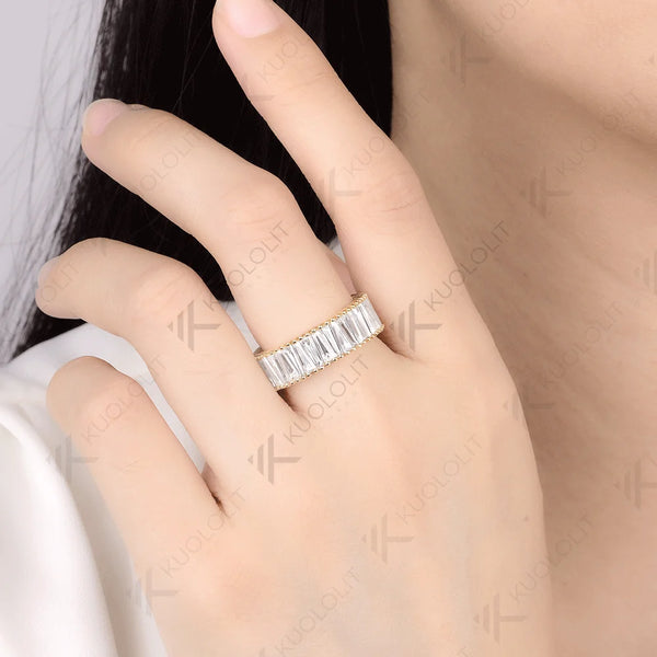 Kuololit 6CTW Moissanite Ring for Men Women Solid 14K 10K 585 Yellow Gold Wedding Band for Anniversary Christmas Gifts Party