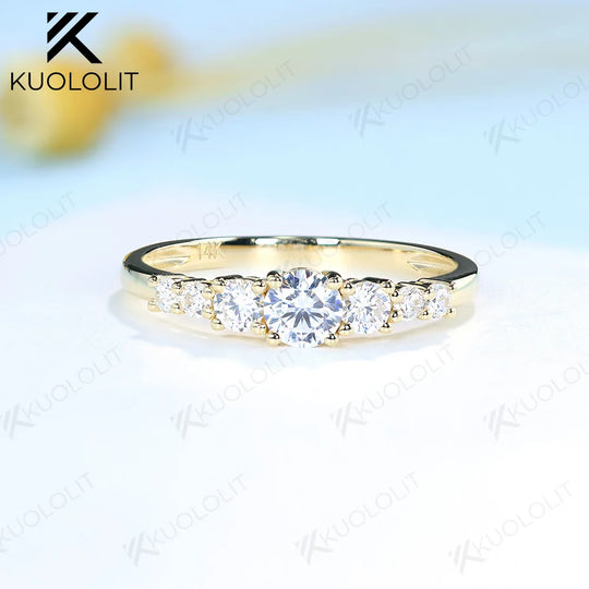 Kuololit 0.66CTW Lab Grown Diamonds Rings for Women Solid 18K 10K Rose Gold for Anniversary Wedding Engagement Classic Vintage