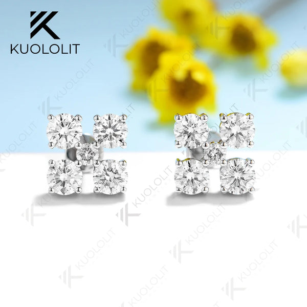 Kuololit 2.5CTW Lab Grown Diamonds Stud Earrings for Women Solid 18K 14K 10K 585 White Gold Anniversary Earrings for Christmas
