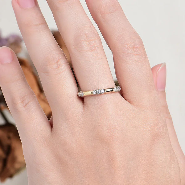 Kuololit Knife Edge 18K 14K 10K Yellow Gold Moissanite Ring for Women Bubble Matching Eternity Band Engagement Promise New Fine