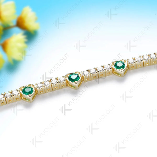 Kuololit 3.5CTW Lab Grown Emerald Diamonds Custom Necklace for Women Solid 585 14K 10K Yellow Gold Necklace for Christmas Party