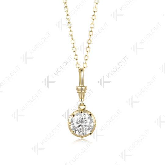 Kuololit 2CT IGI Lab Grown Diamonds Custom Necklace for Women Solid 585 14K 10K Yellow Gold Necklace for Christmas Gifts Party
