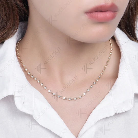 Kuololit 3.5CTW Moissanite Necklaces for Women Men Solid 14K 10K Gold 925 Silver Chain Tennis Necklace for Engagement Christmas