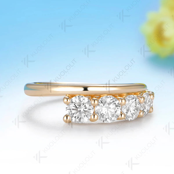 Kuololit 1.3CTW Lab Grown Diamond Ring for Men Women Solid 14K10K Yellow Gold Wedding Band for Christmas Gift Luxury Engagement