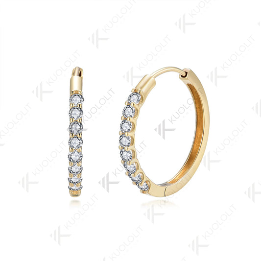 Kuololit 0.54CTW Moissanite Hoop Earrings for Women Solid 18K 14K 10K 585 Yellow Gold Earrings for Engagement Wedding Christmas