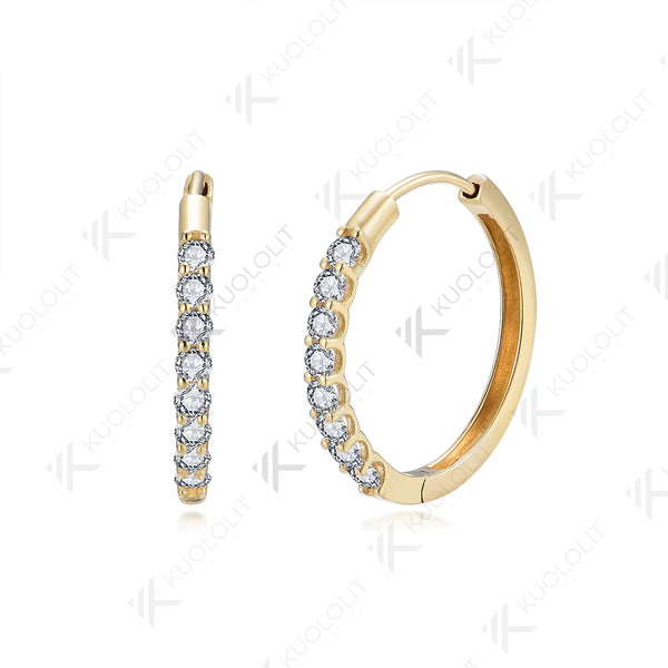 Kuololit 0.54CTW Moissanite Hoop Earrings for Women Solid 18K 14K 10K 585 Yellow Gold Earrings for Engagement Wedding Christmas