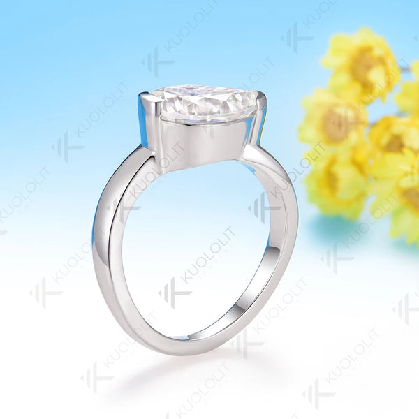 Kuololit 3.5CT Pear Moissanite Rings for Women Solid 14K 10K 585 White Gold Engagement Ring for Anniversary Christmas Gift Party