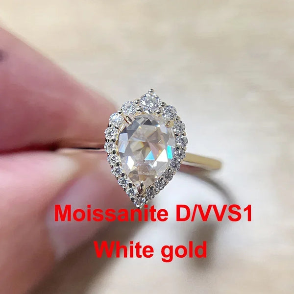 Kuololit Alexandrite Moissanite 14K 10K 585 Rose Gold Ring for Women 1.5CT Pear Cut Luxury Ring for Engagement Party Christmas