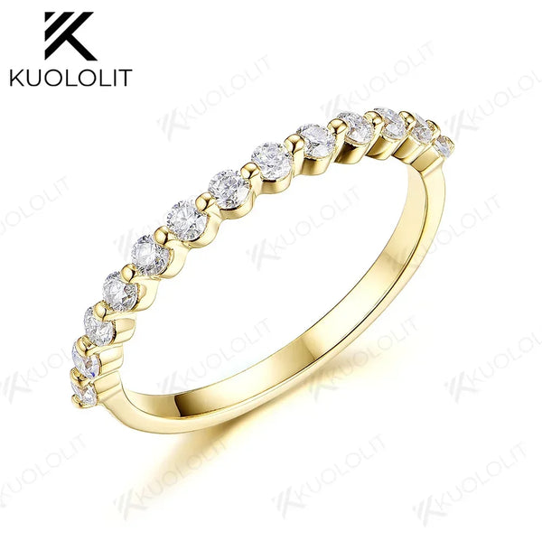 Kuololit Lab Grown Diamonds Rings for Women 925 14K 10K 18K Rose Gold Half Eternity Bubble Gold Rings Wedding Engagement Band