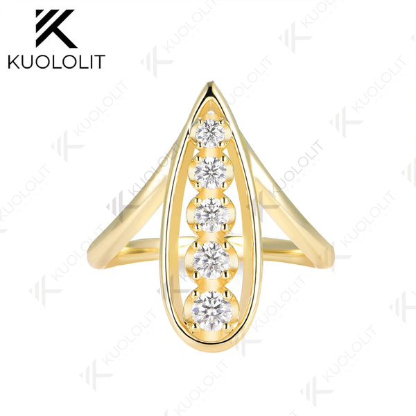 Kuololit 0.45CTW Lab Grown Diamonds Custom Ring for Women Men Solid 14K 10K 585 Yellow Gold Engagement Ring for Christmas Gifts
